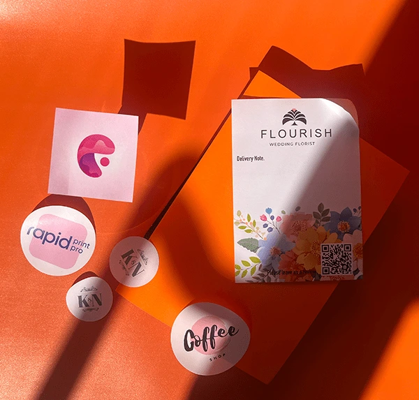 Printed round and rectangular stickers