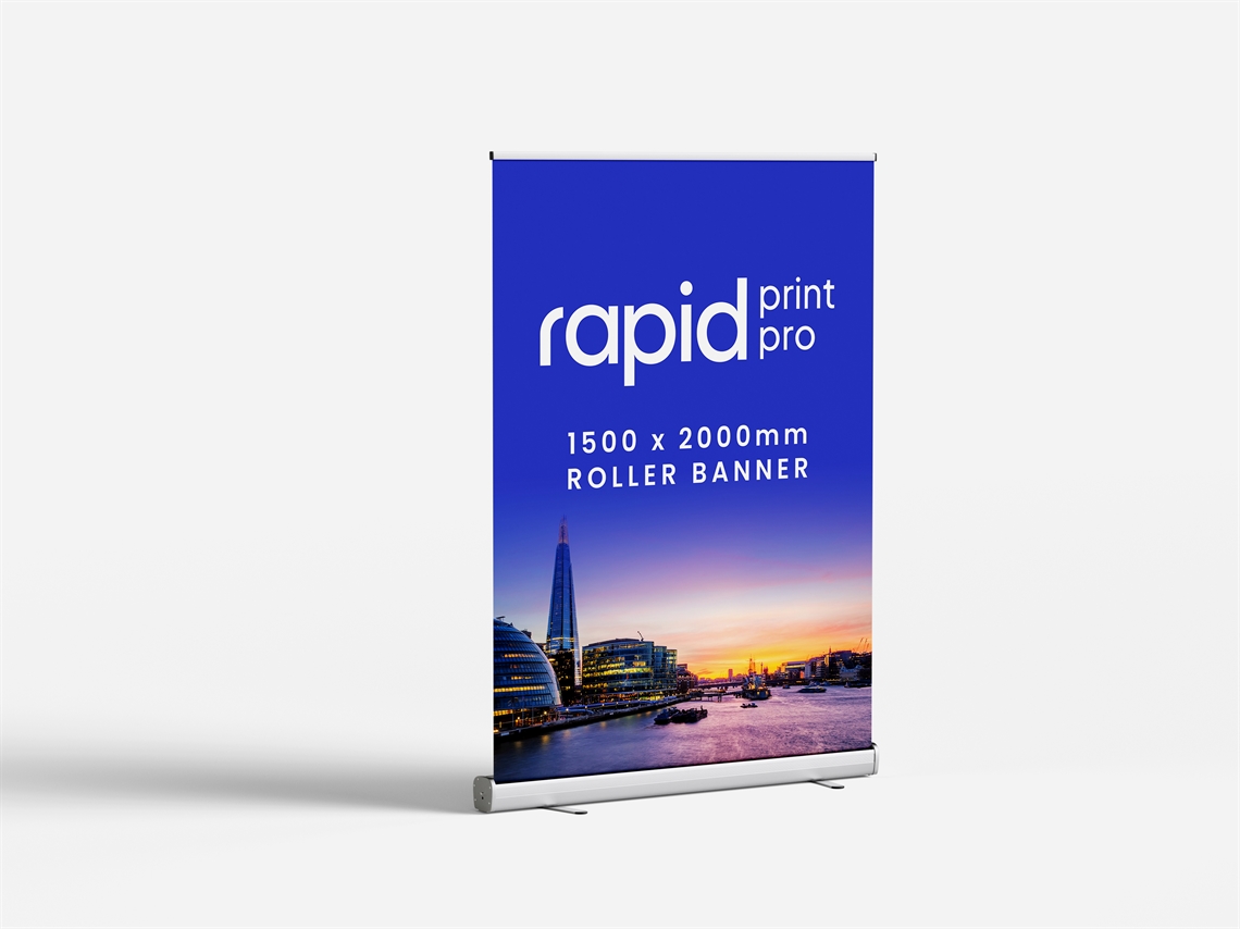zoom in on a extra wide roller banner stand
